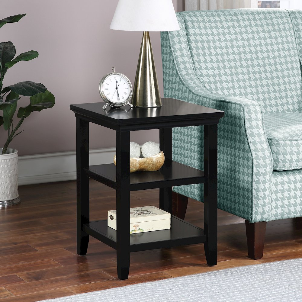 Tribeca End Table with Shelves, Black. Picture 2