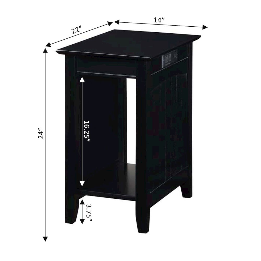 Edison End Table with Charging Station and Shelf, Black. Picture 5
