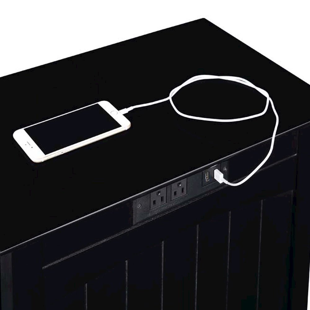 Edison End Table with Charging Station and Shelf, Black. Picture 4