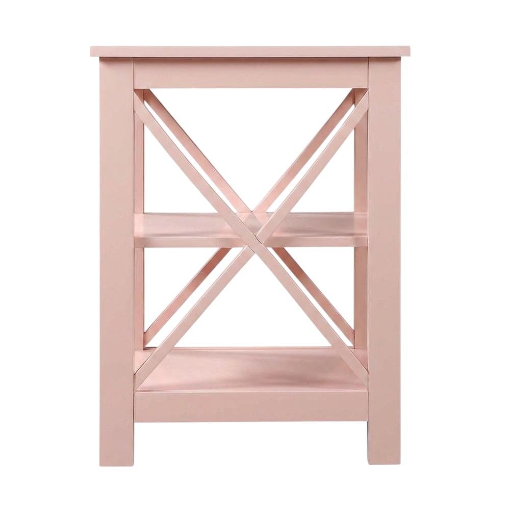 Blush Pink End Table with Shelves — Transitional Coastal Style for Living Room. Picture 4