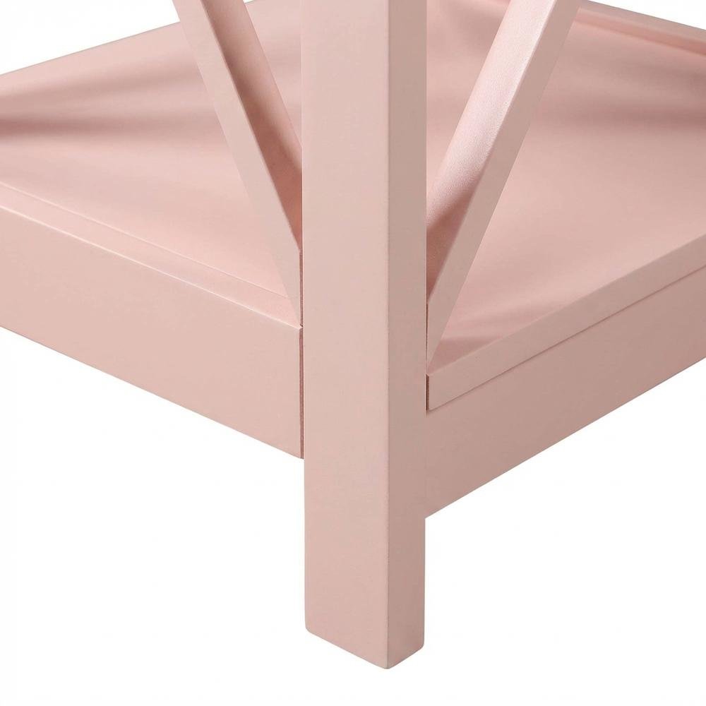 Blush Pink End Table with Shelves — Transitional Coastal Style for Living Room. Picture 6