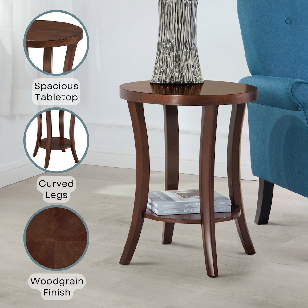 Charleston Round End Table with Shelf. Picture 3