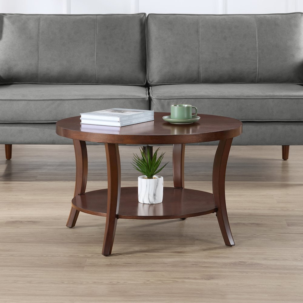 Charleston Round Coffee Table with Shelf. Picture 2