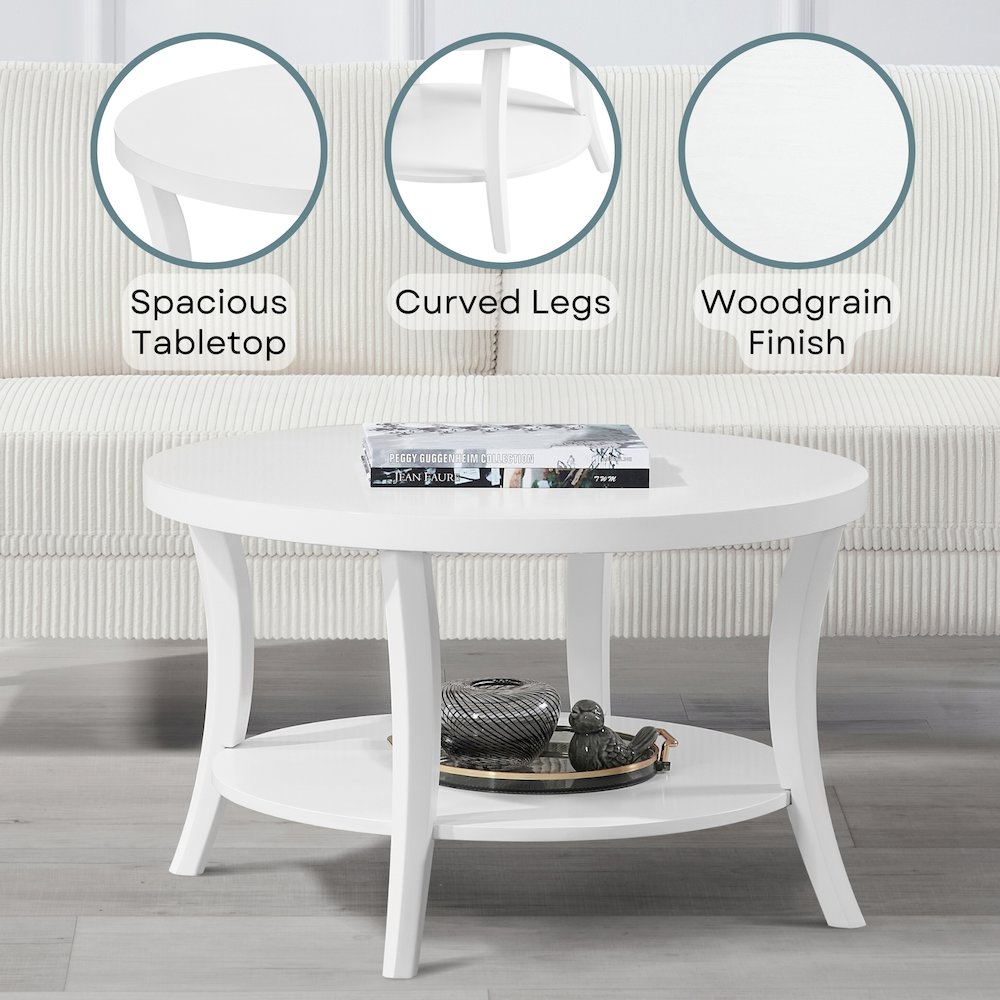Charleston Round Coffee Table with Shelf. Picture 3