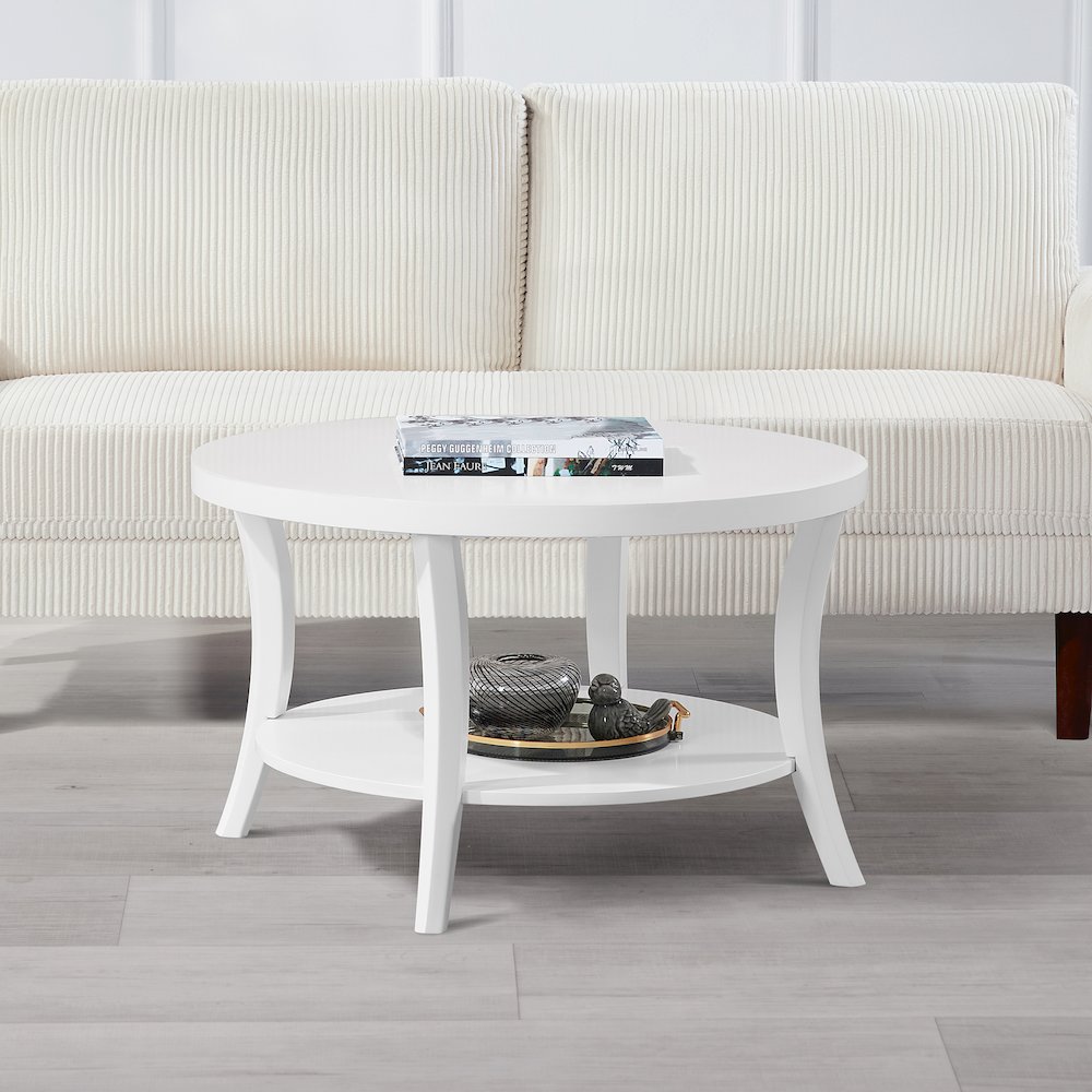 Charleston Round Coffee Table with Shelf. Picture 2