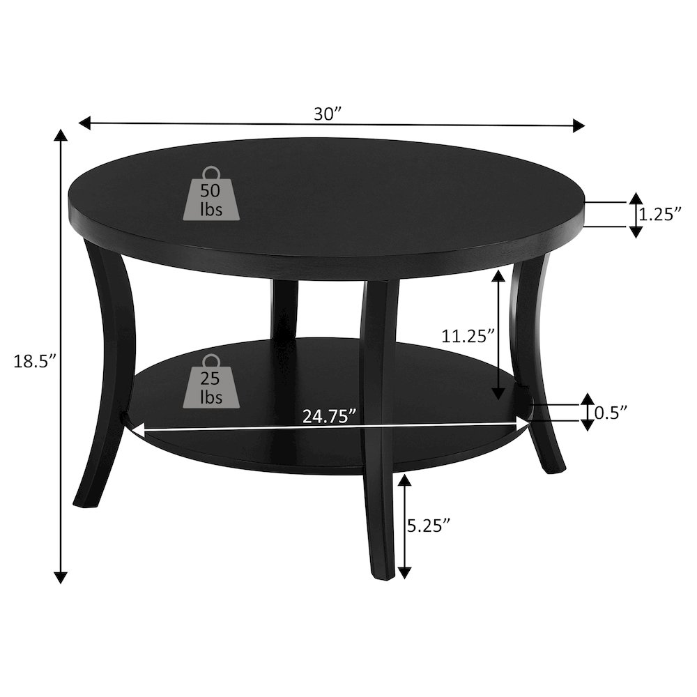 Charleston Round Coffee Table with Shelf. Picture 5