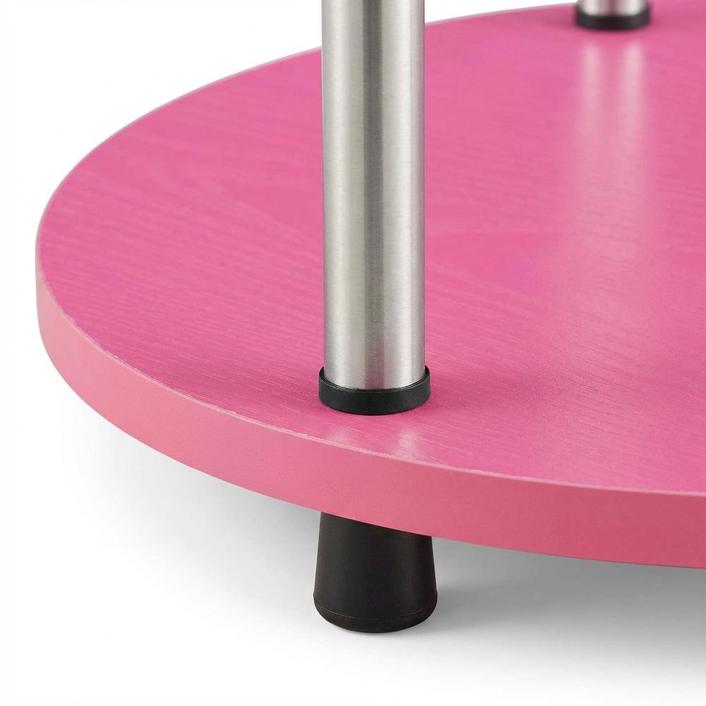 Pink 2-Tier Round End Table with Modern Design and Sturdy Construction. Picture 6
