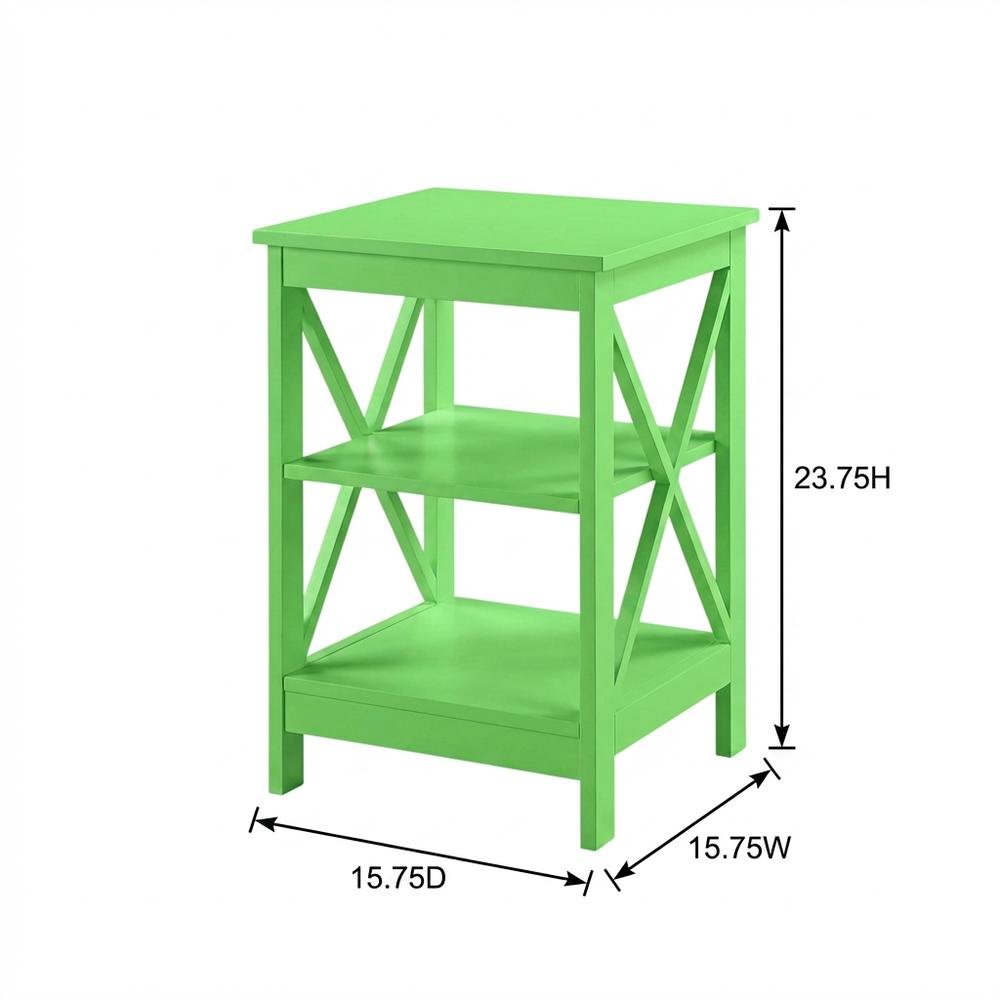 Lime End Table with Shelves in Transitional Coastal Style. Picture 7