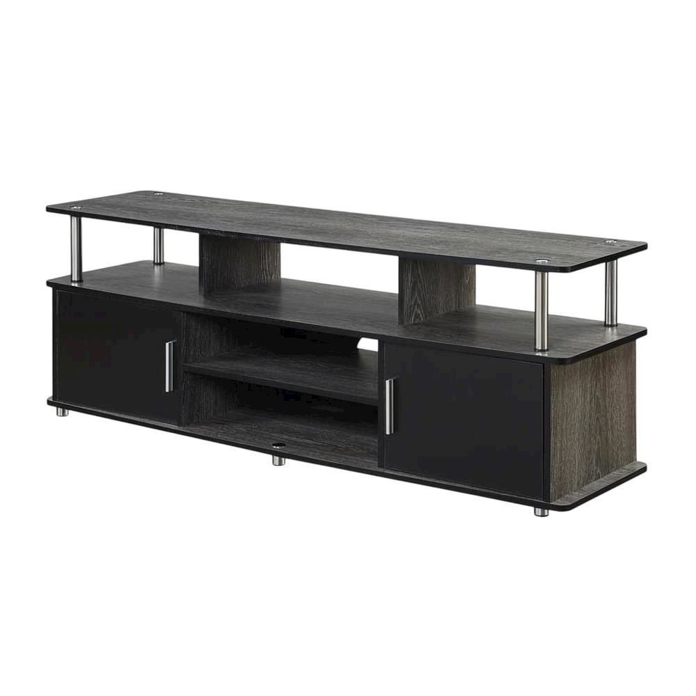 Weathered Gray/Black TV Stand with Melamine Veneer and Sturdy Construction. Picture 1