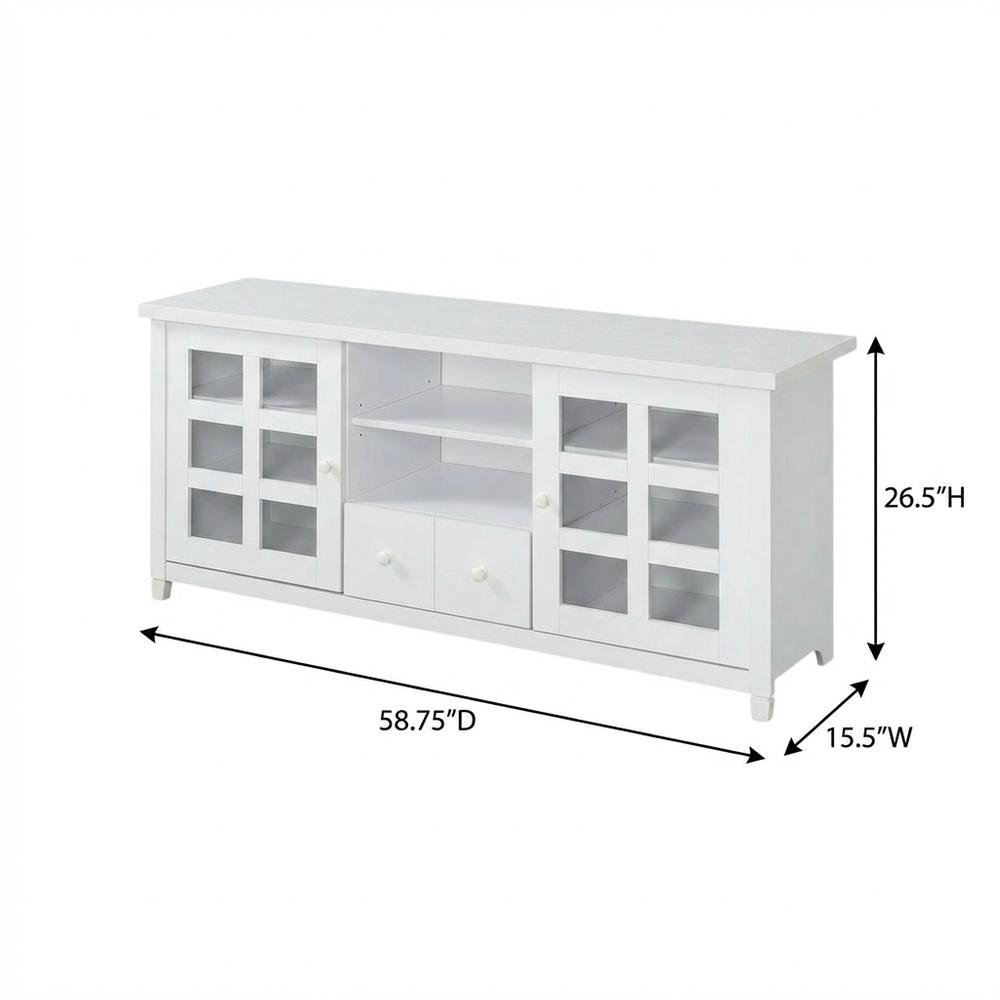 White 1-Drawer TV Stand with Storage Cabinets and Shelves for 65-Inch TVs. Picture 7