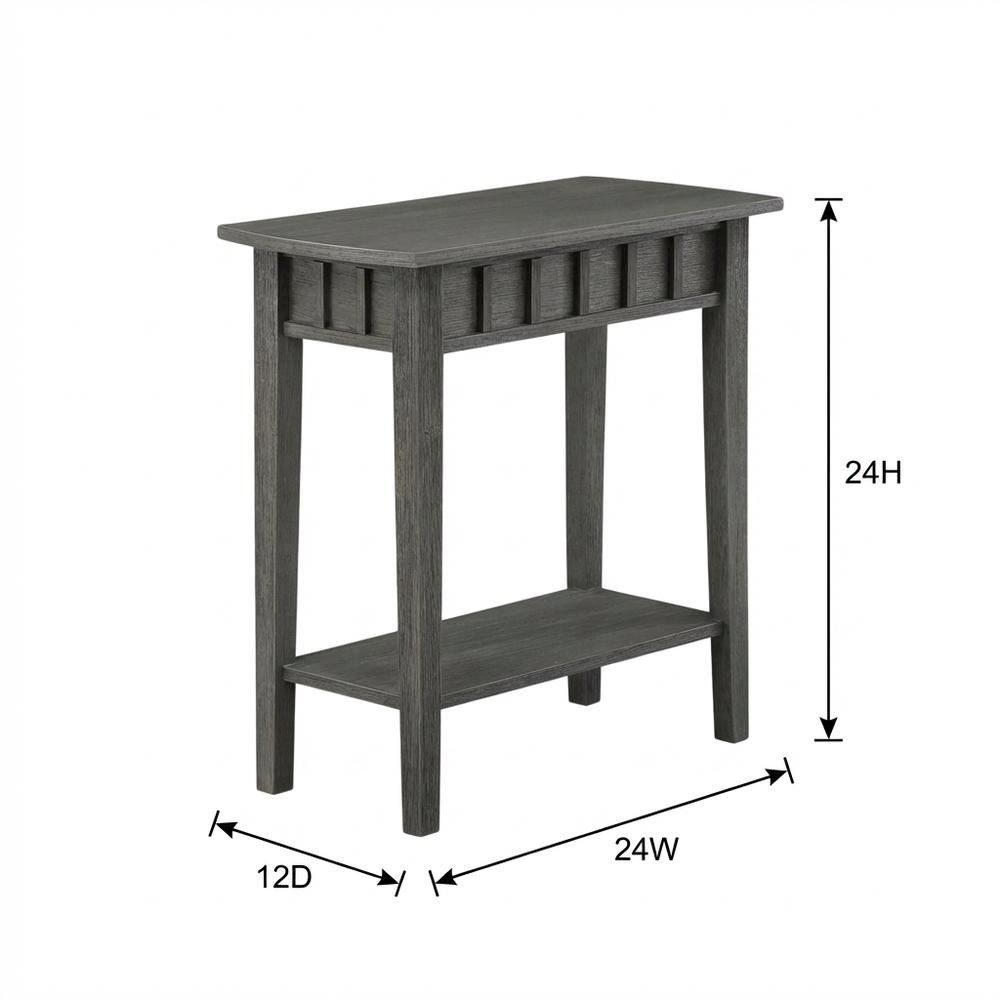 Dark Gray End Table with Shelf and Wirebrush Finish. Picture 7