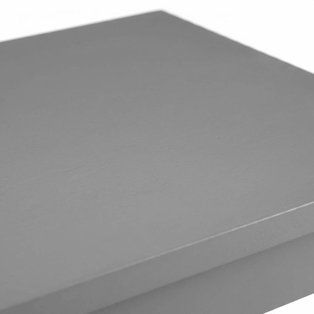 Gray end table with storage shelves in transitional coastal style. Picture 6