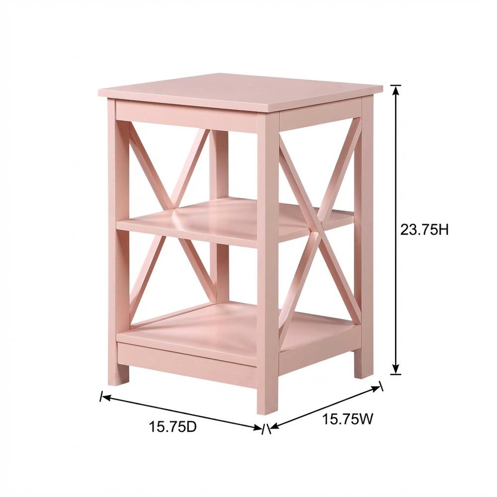 Blush Pink End Table with Shelves — Transitional Coastal Style for Living Room. Picture 7