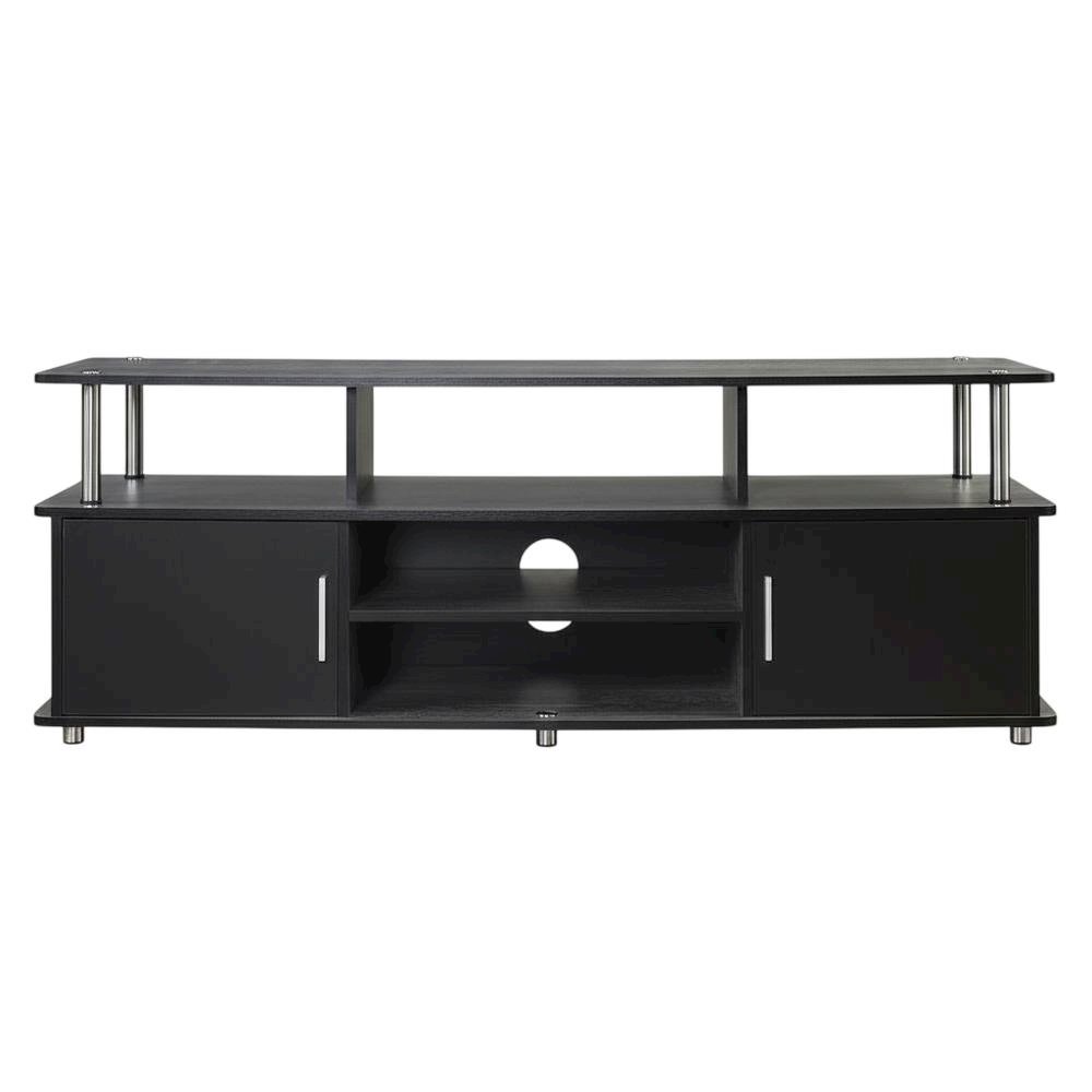 Weathered Gray/Black TV Stand with Melamine Veneer and Sturdy Construction. Picture 4