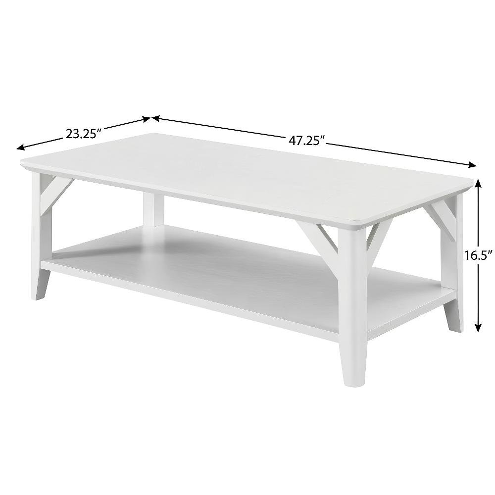 White Coffee Table with Shelf and Sturdy Construction for Living Room Storage. Picture 4