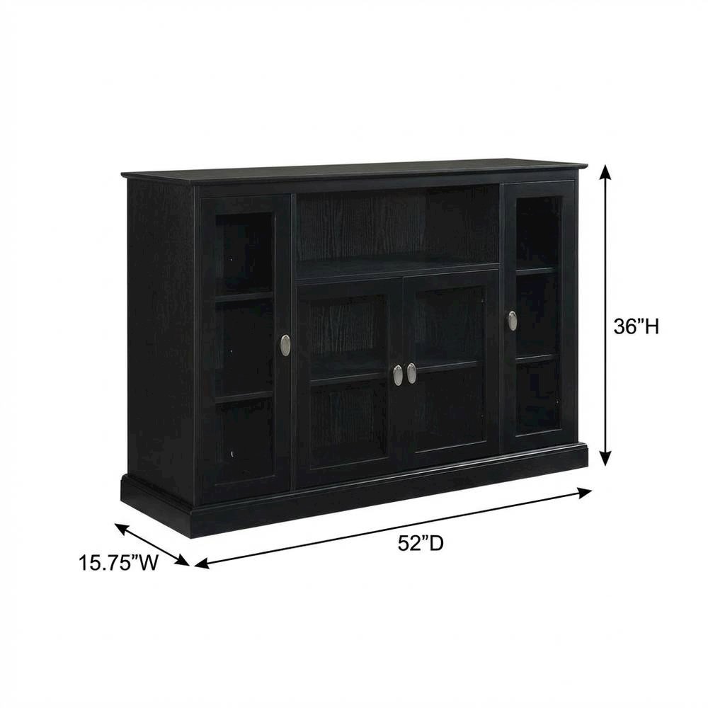 Black Highboy TV Stand with Storage Cabinets and Shelves for 55-Inch TVs. Picture 7