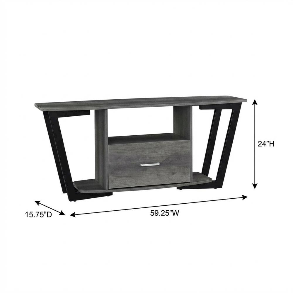 Black Graystone TV Stand for 65-Inch Screens with Shelves and Storage. Picture 7