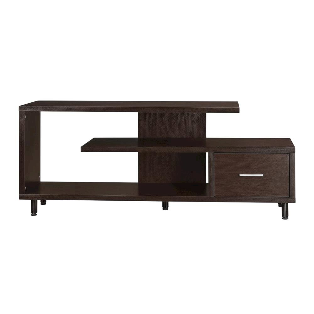 Contemporary Brown TV Stand with 1 Drawer and Shelves for Up to 65-Inch TVs. Picture 4