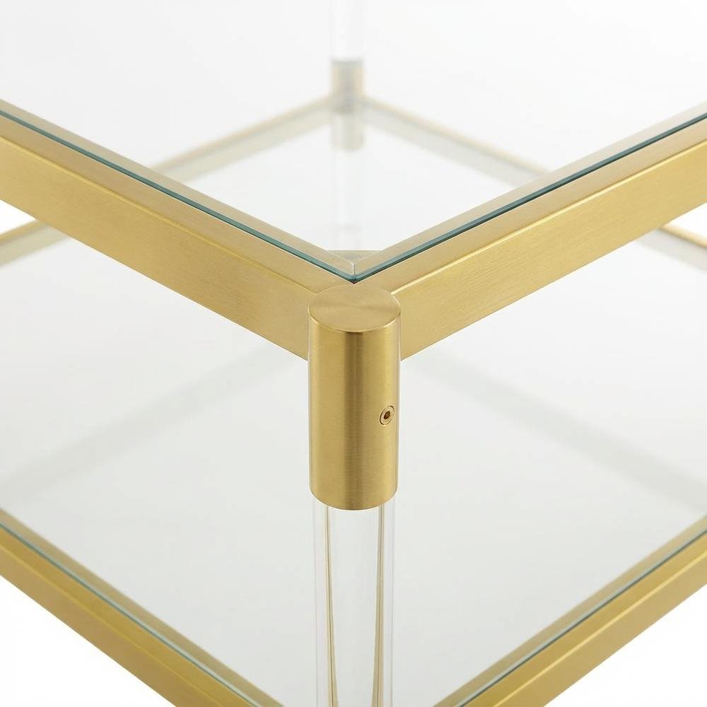 Clear Acrylic Square Coffee Table with 2 Tiers and Contemporary Style. Picture 6