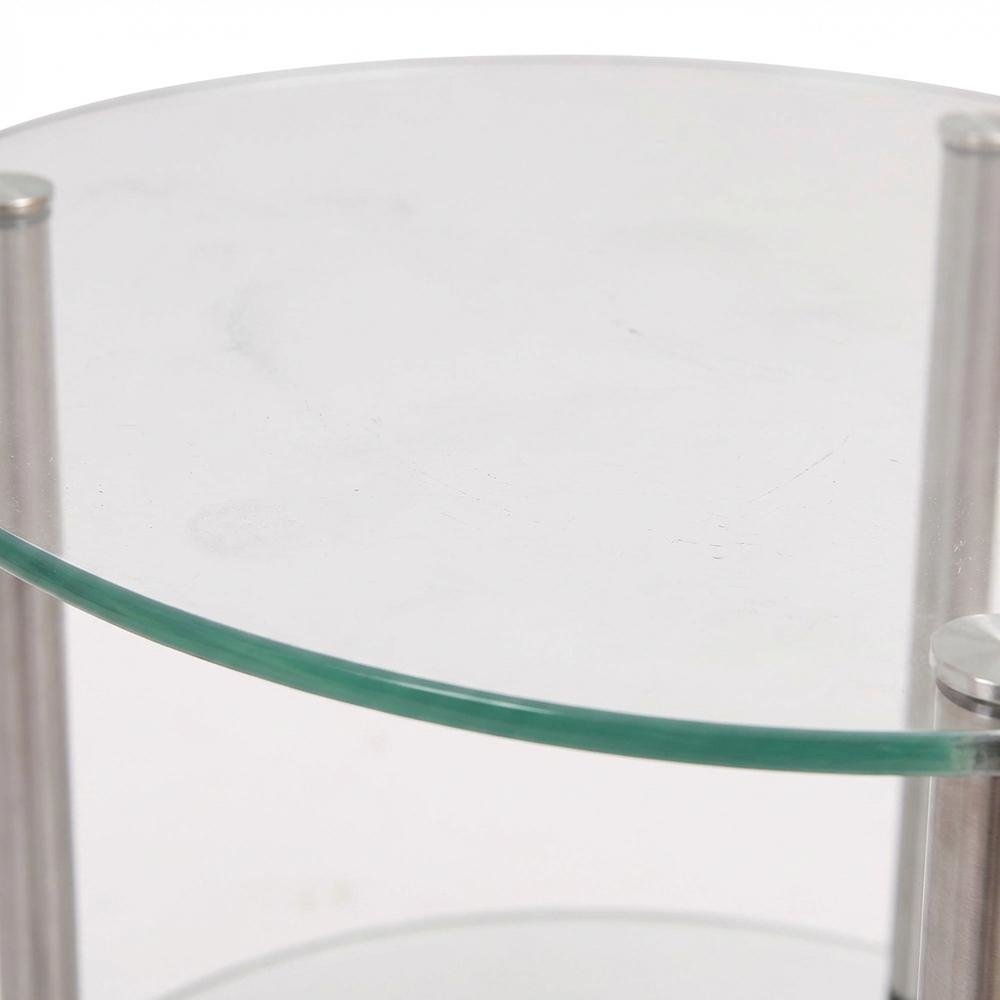 Round Glass Accent Table with 3 Tiers for Living Room and Lounge Spaces. Picture 6