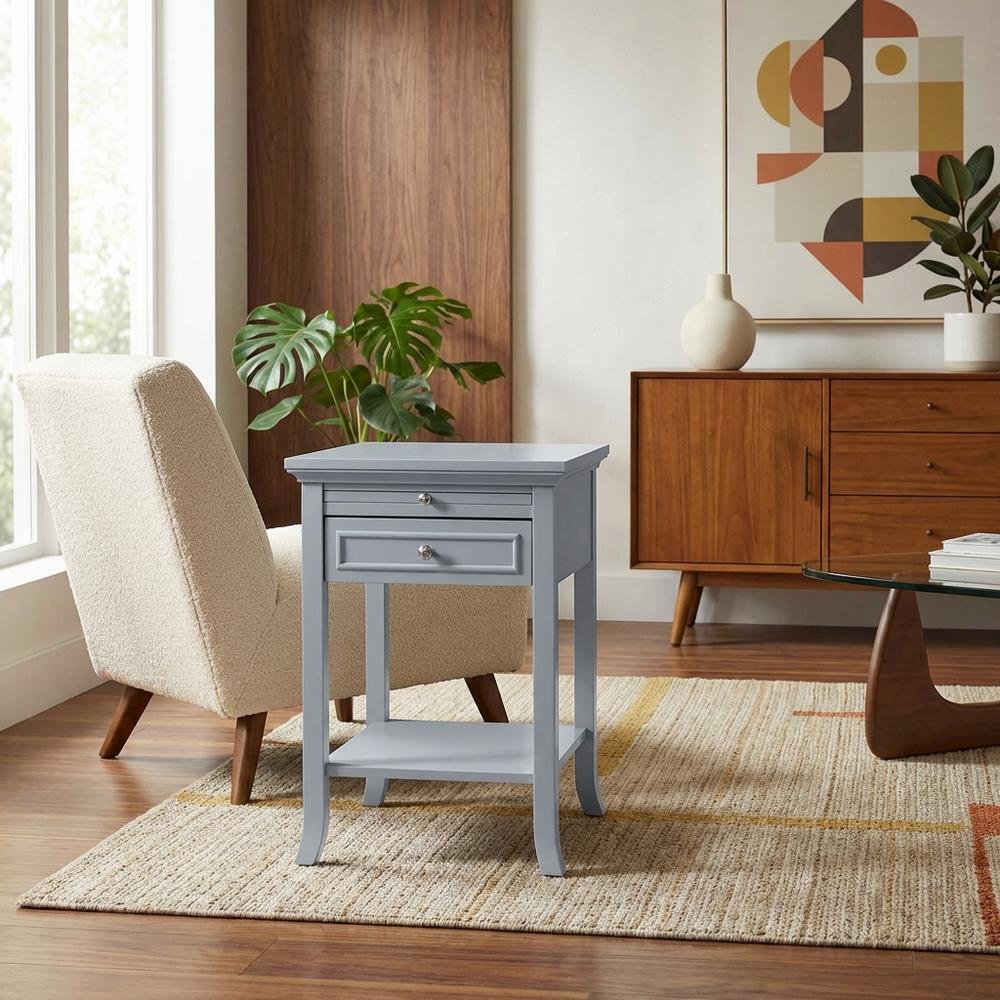 Wooden End Table with Drawer and Slide for Living Room or Bedroom. Picture 3