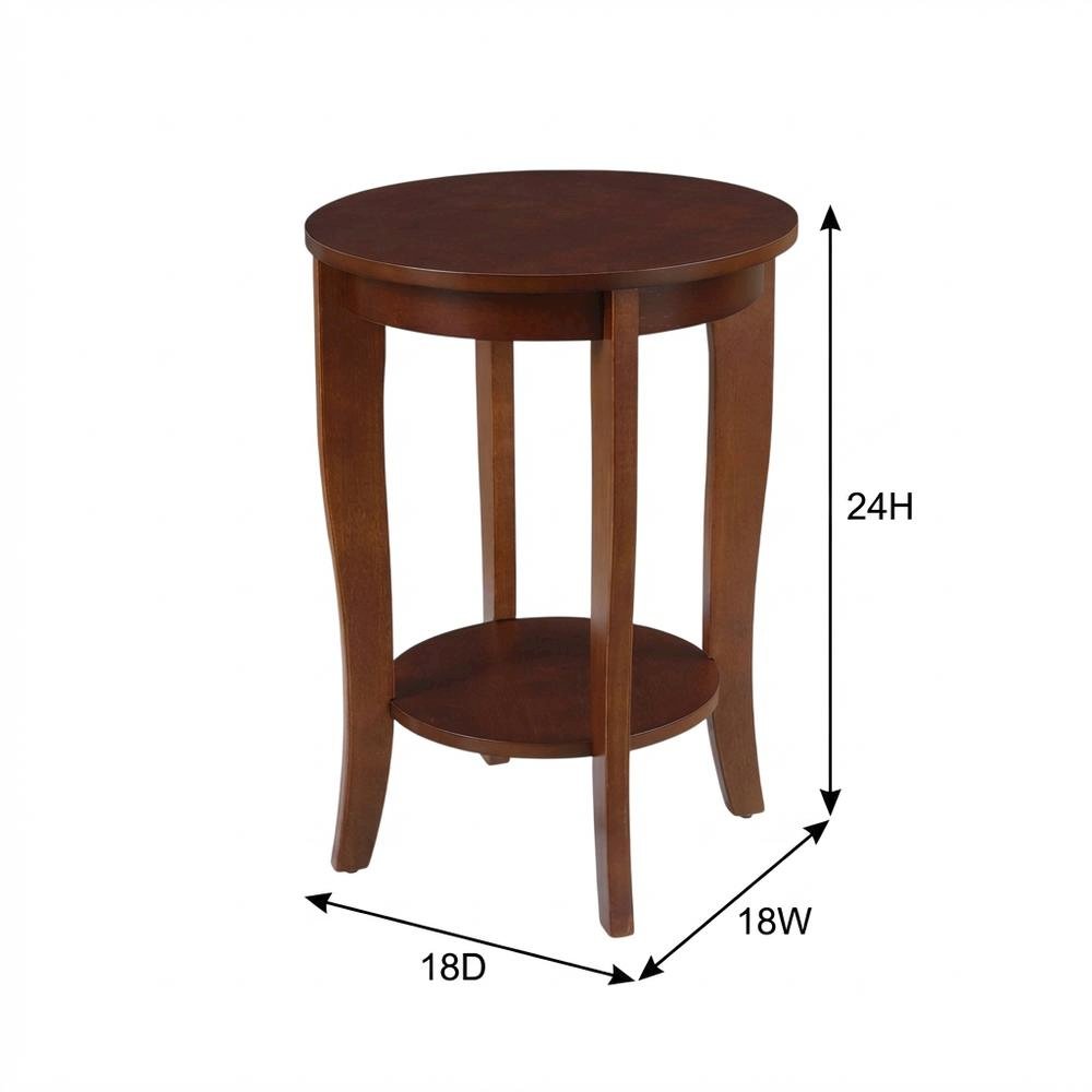 Mahogany Round End Table with Shelf for Classic and Transitional Styles. Picture 7