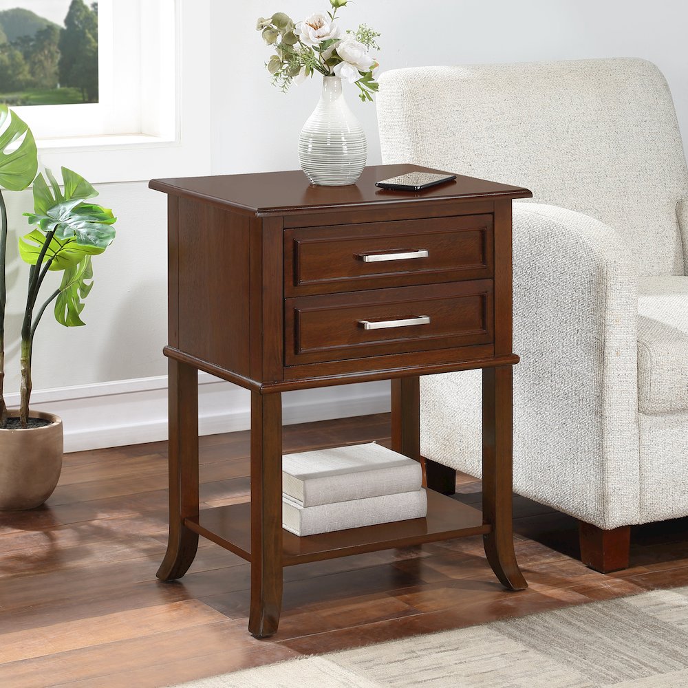 Sydney 2 Drawer Entryway Hall Table with Shelf. Picture 7
