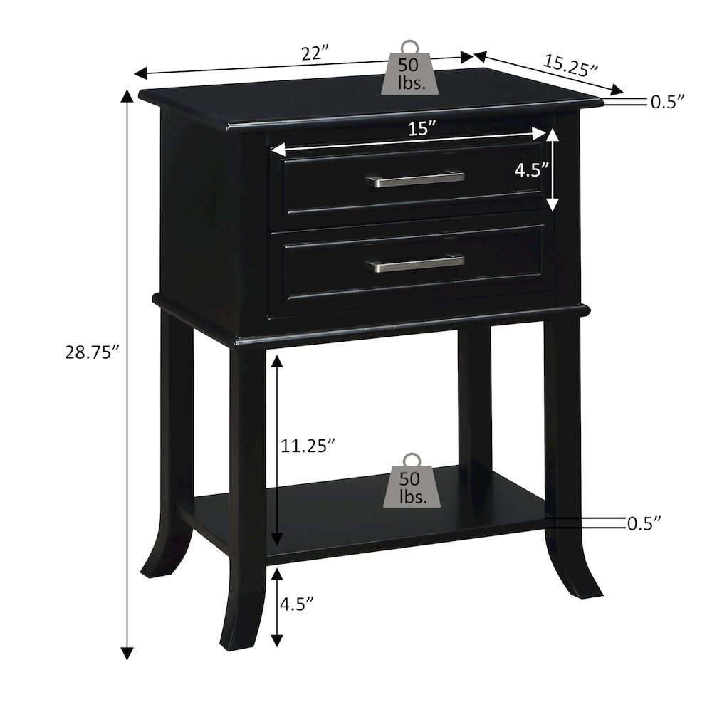 Sydney 2 Drawer Entryway Hall Table with Shelf. Picture 9