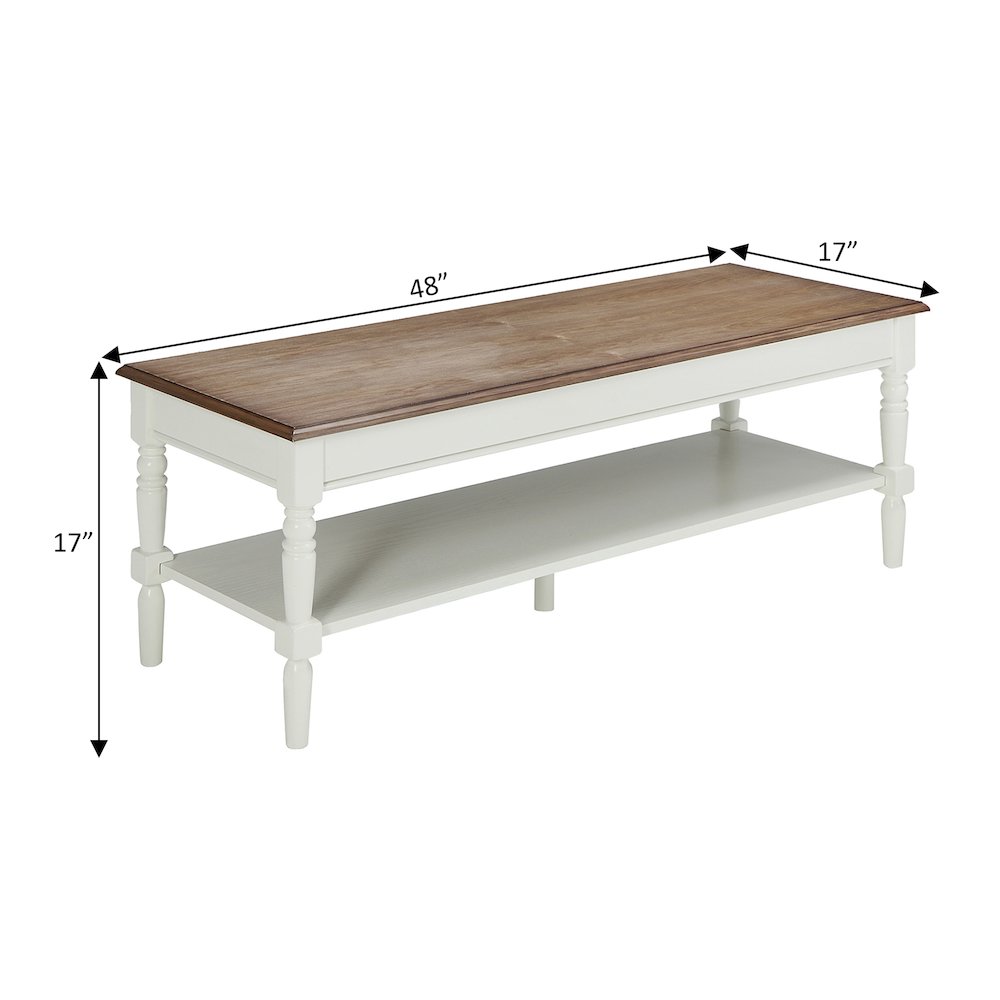 French Country Coffee Table with Shelf. Picture 6
