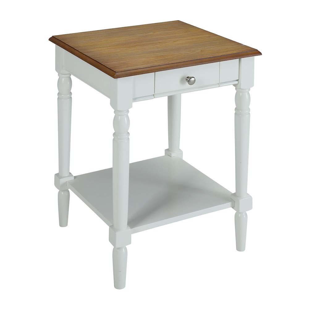 French Country End Table with Drawer and Shelf. Picture 1