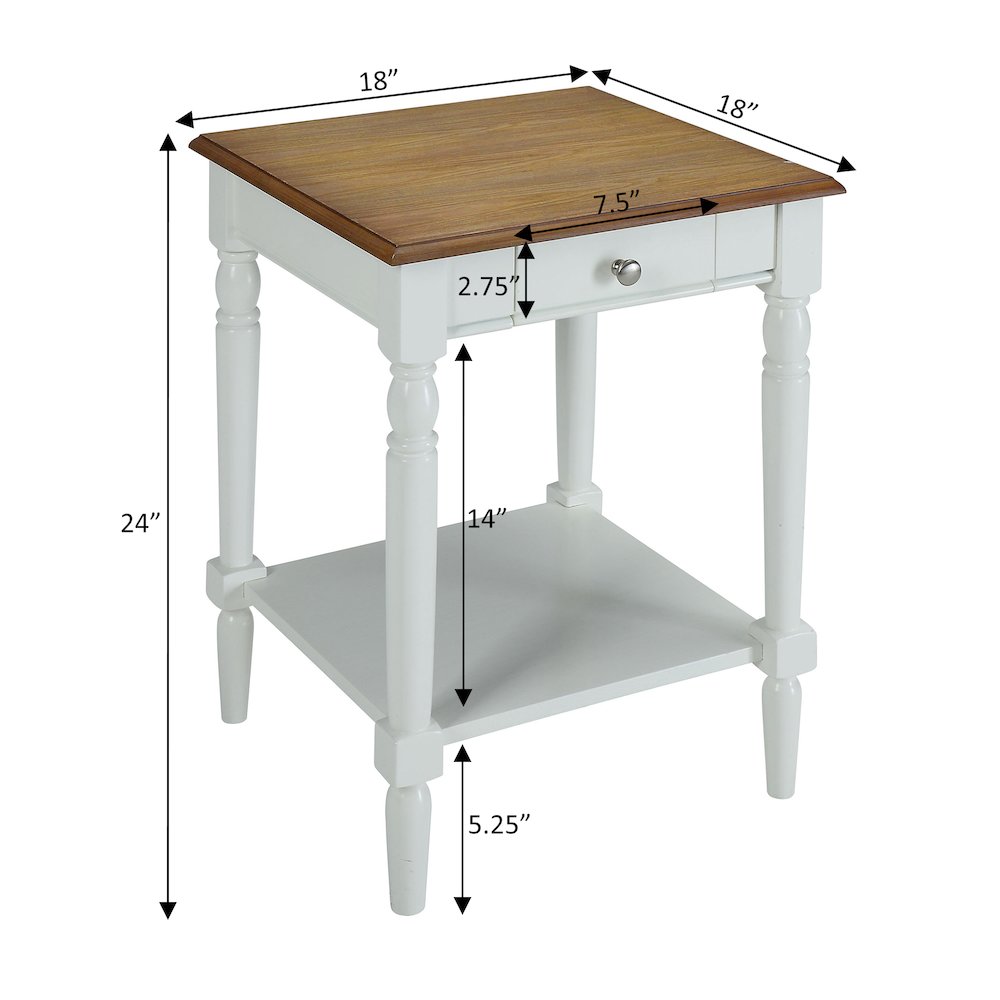French Country End Table with Drawer and Shelf. Picture 2