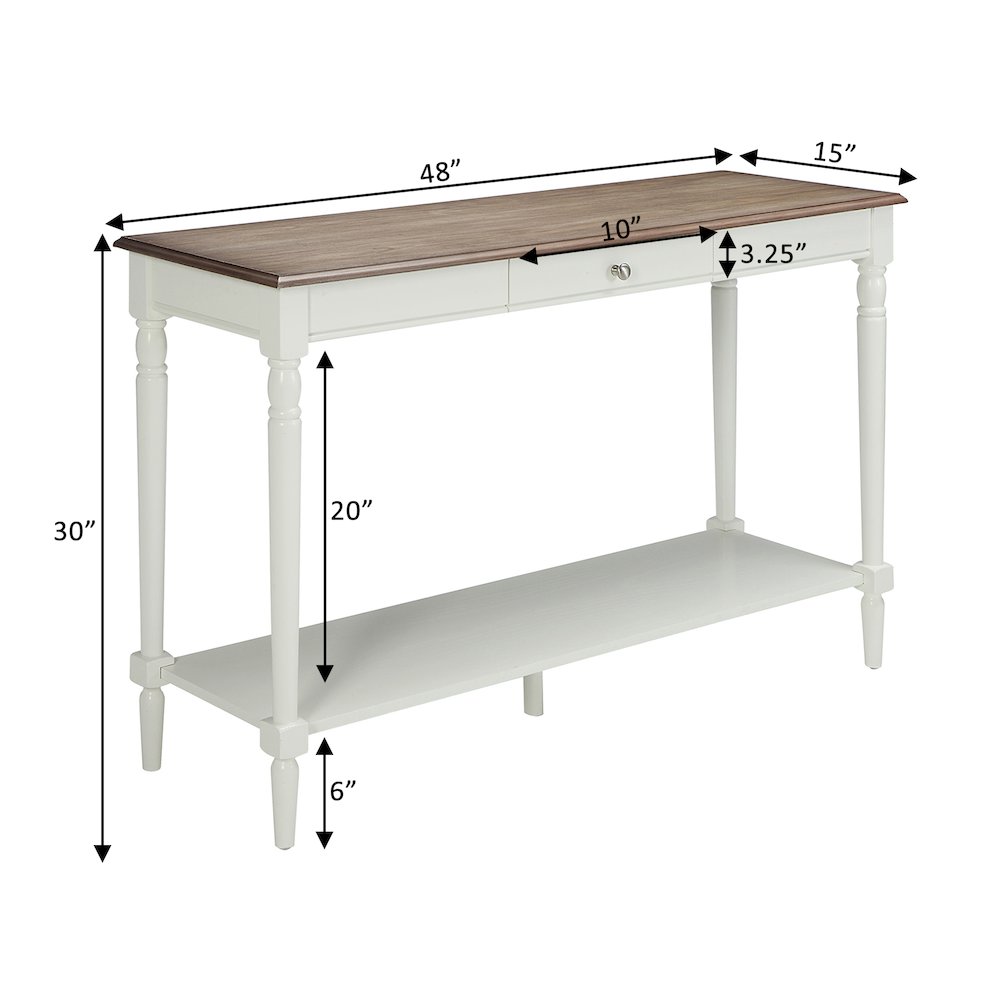 French Country Console Table with Drawer and Shelf. Picture 3