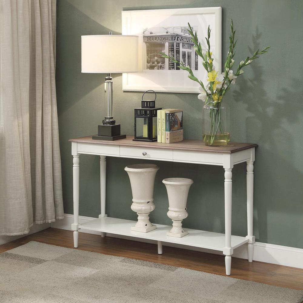 French Country Console Table with Drawer and Shelf. Picture 2