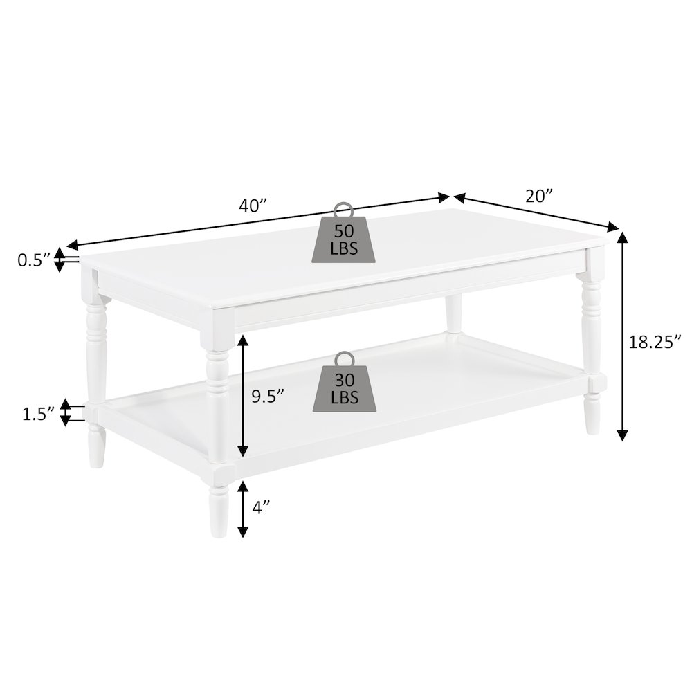 French Country Manor No Tools Coffee Table with Shelf. Picture 4