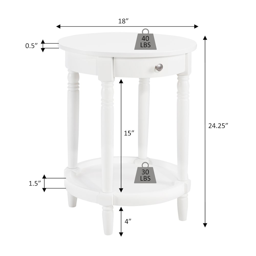 French Country Manor No Tools Round End Table with Shelf. Picture 5