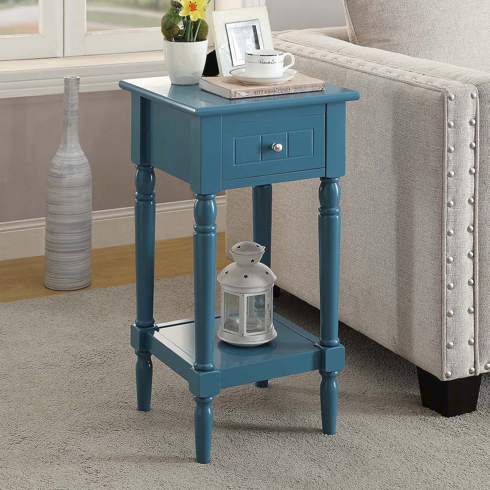 French Country Khloe 1 Drawer Accent Table with Shelf. Picture 3