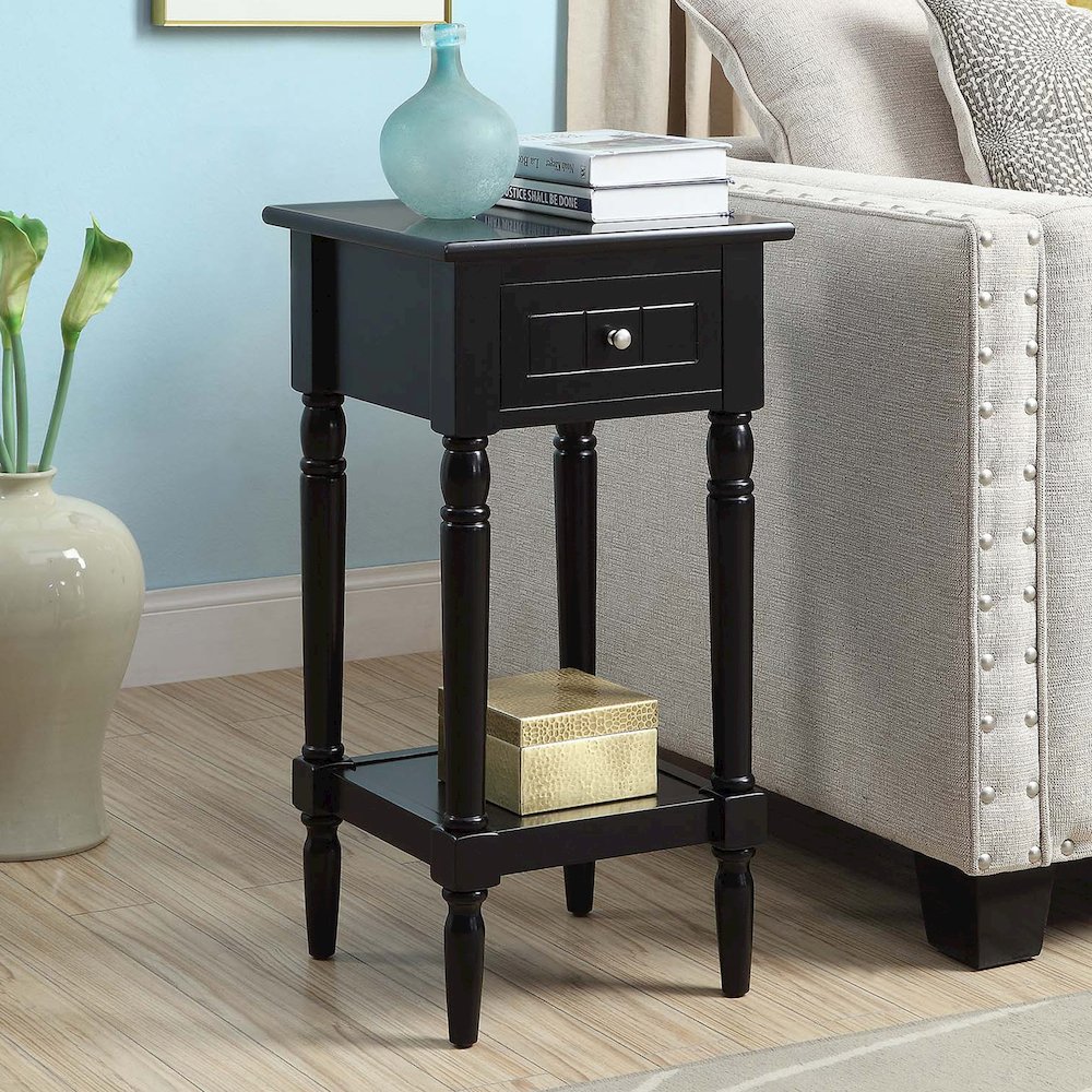 French Country Khloe 1 Drawer Accent Table with Shelf. Picture 2