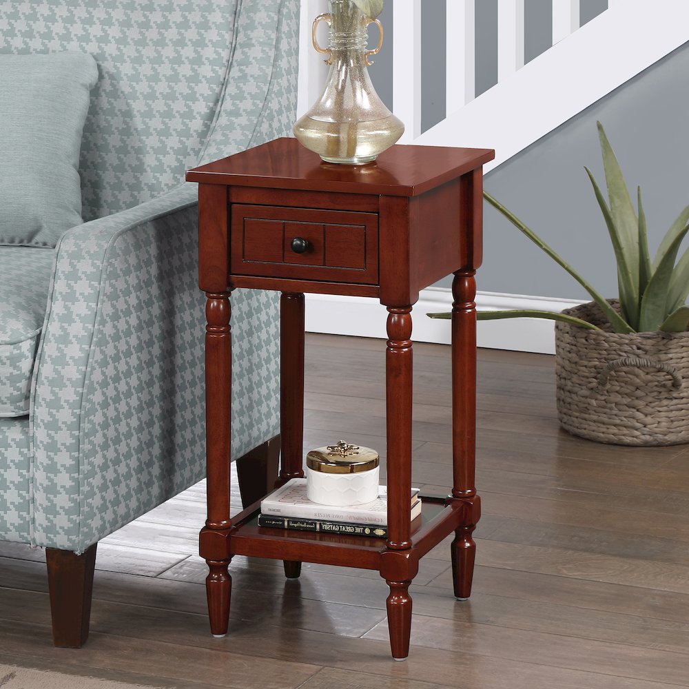 French Country Khloe 1 Drawer Accent Table with Shelf. Picture 3