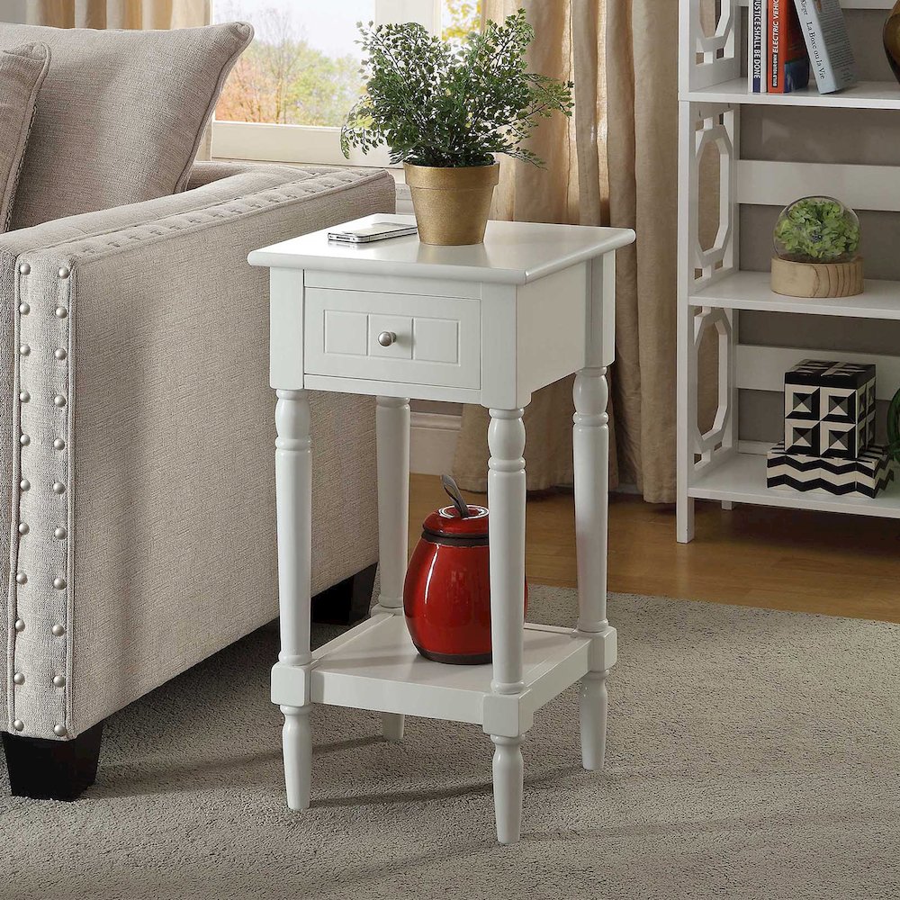 French Country Khloe 1 Drawer Accent Table with Shelf. Picture 3