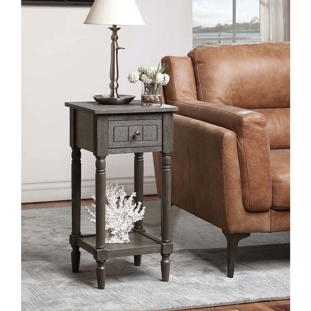 French Country Khloe 1 Drawer Accent Table with Shelf. Picture 3