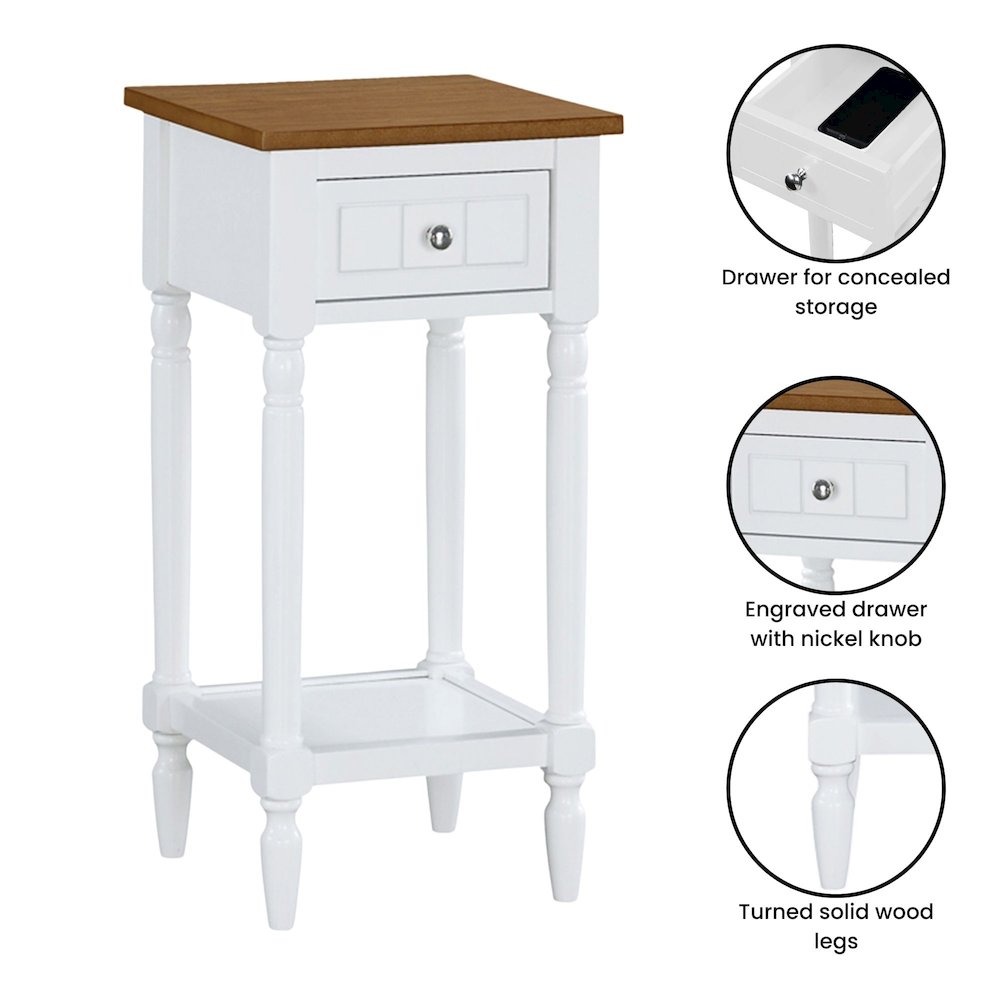 French Country Khloe 1 Drawer Accent Table with Shelf. Picture 4