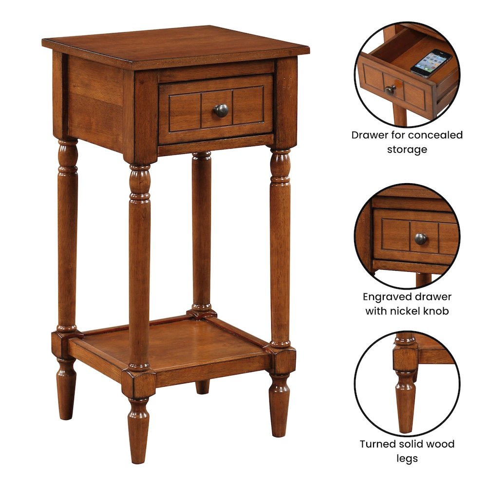 French Country Khloe 1 Drawer Accent Table with Shelf. Picture 4