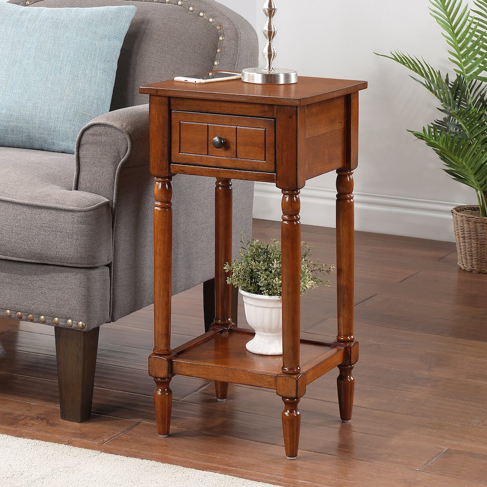 French Country Khloe 1 Drawer Accent Table with Shelf. Picture 2