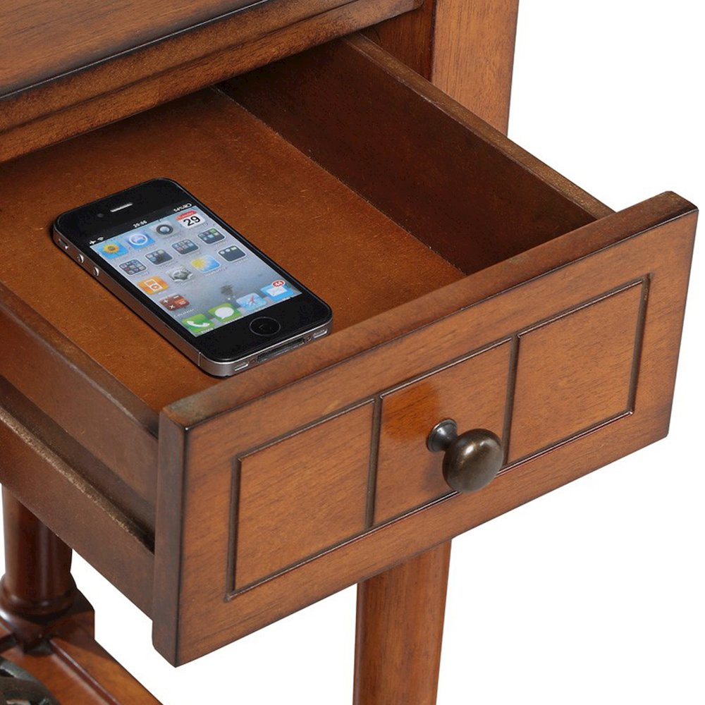 French Country Khloe 1 Drawer Accent Table with Shelf. Picture 6