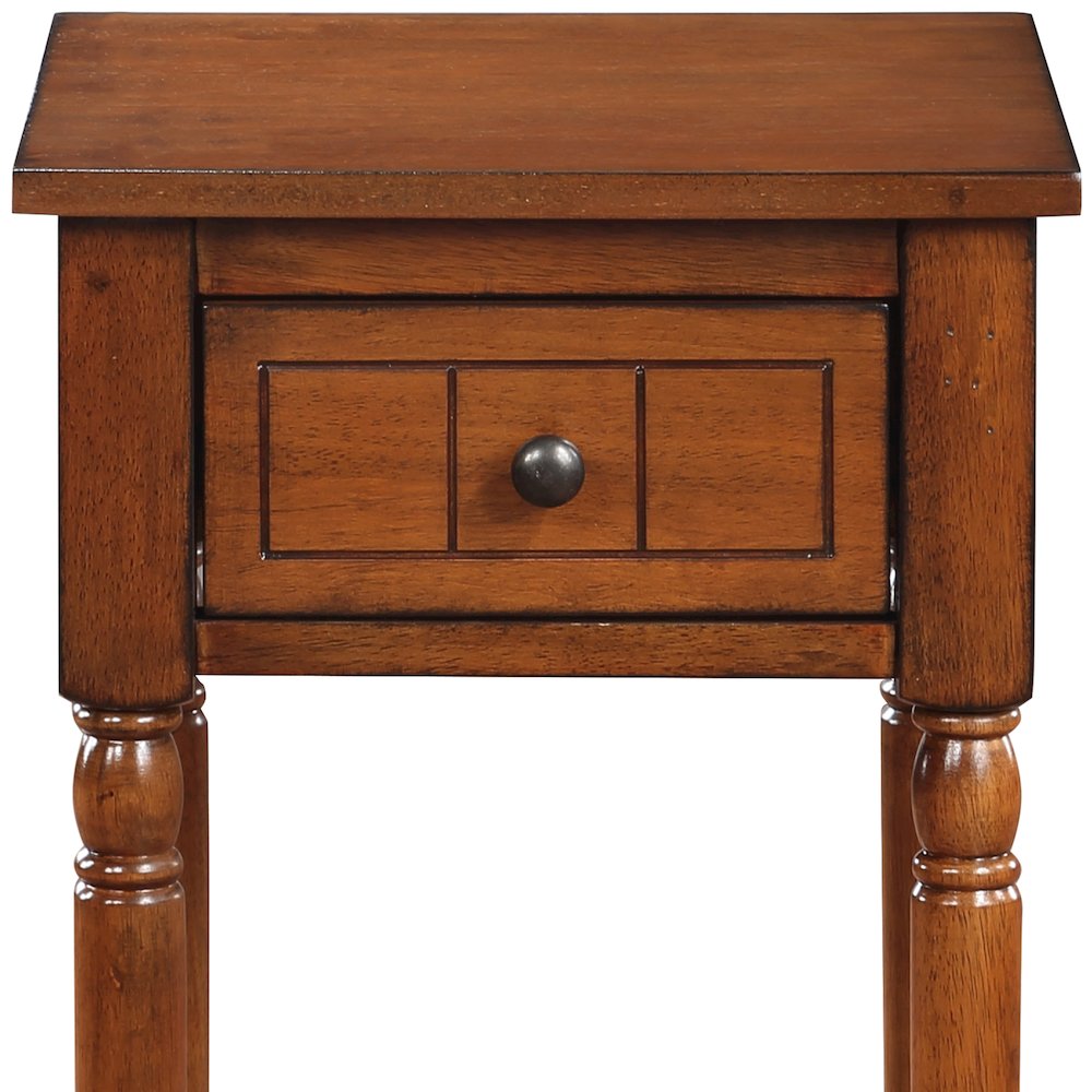 French Country Khloe 1 Drawer Accent Table with Shelf. Picture 5