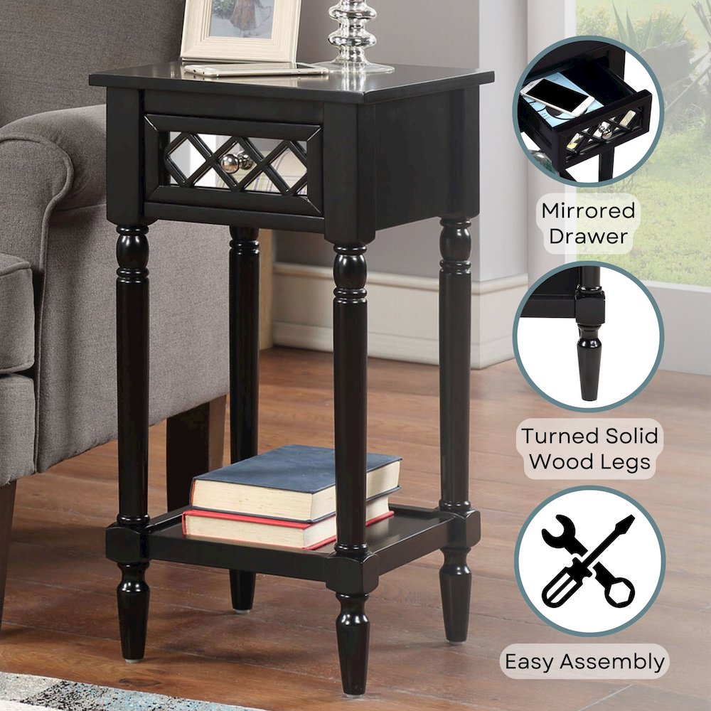 French Country Khloe Deluxe 1 Drawer Accent Table with Shelf. Picture 4