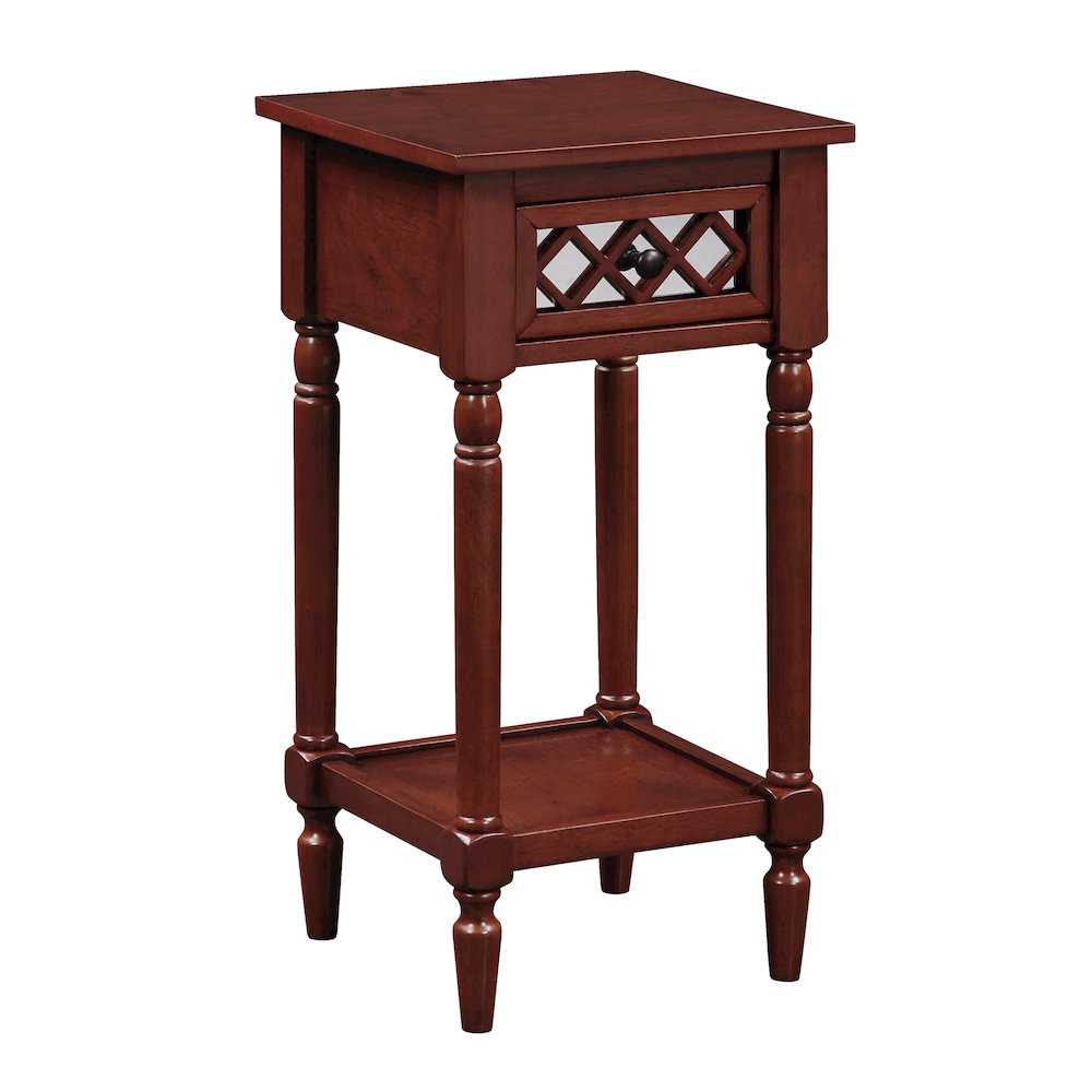 French Country Khloe Deluxe 1 Drawer Accent Table with Shelf. Picture 1