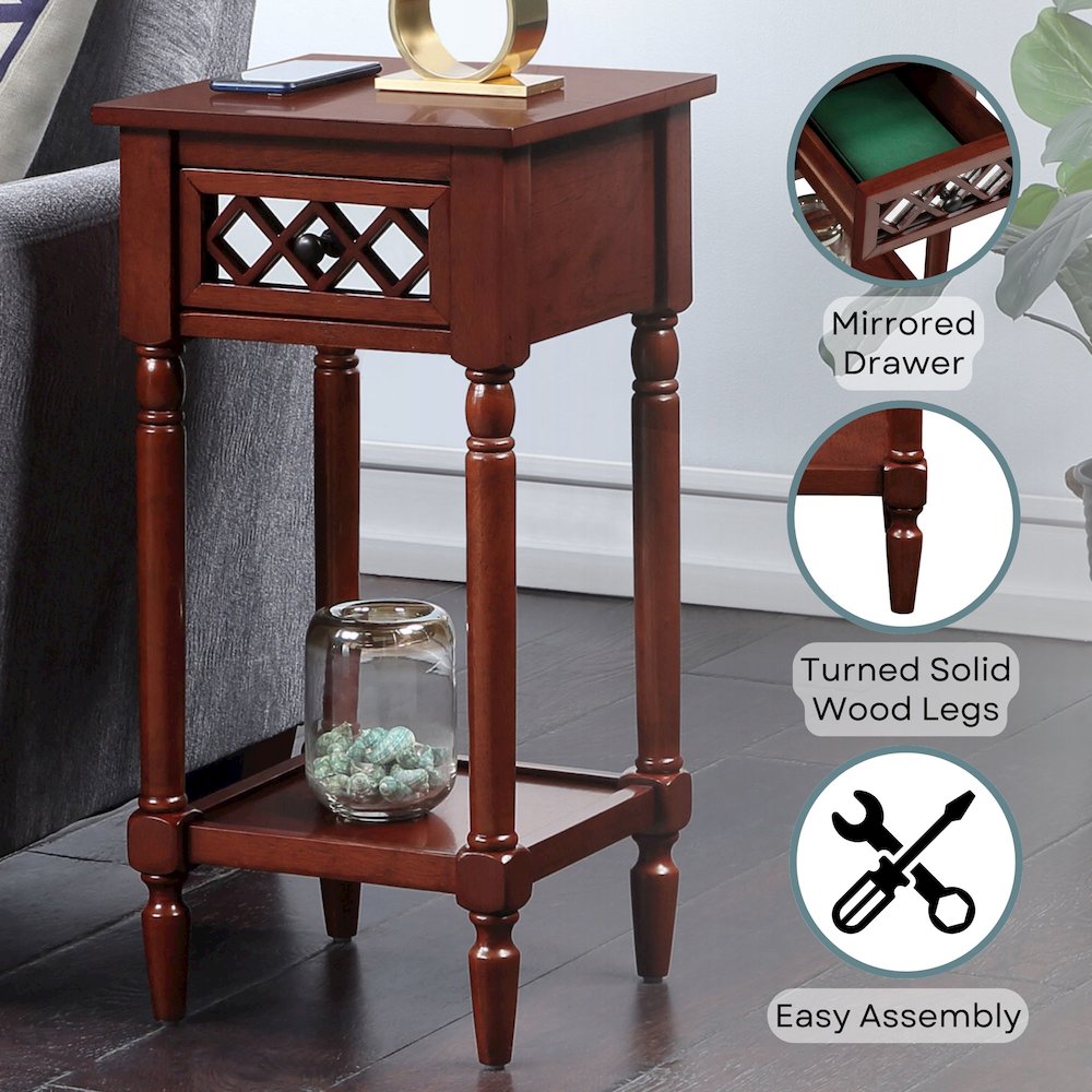 French Country Khloe Deluxe 1 Drawer Accent Table with Shelf. Picture 4