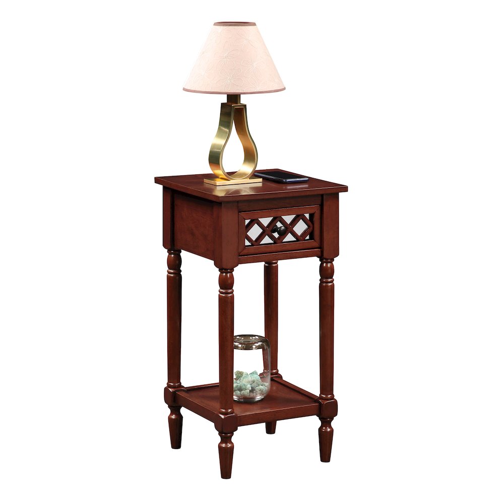 French Country Khloe Deluxe 1 Drawer Accent Table with Shelf. Picture 2