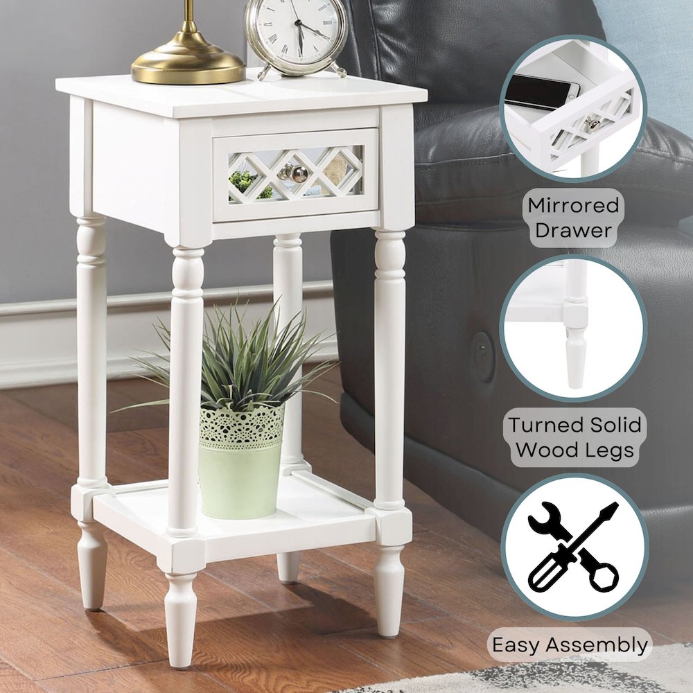 French Country Khloe Deluxe 1 Drawer Accent Table with Shelf. Picture 4